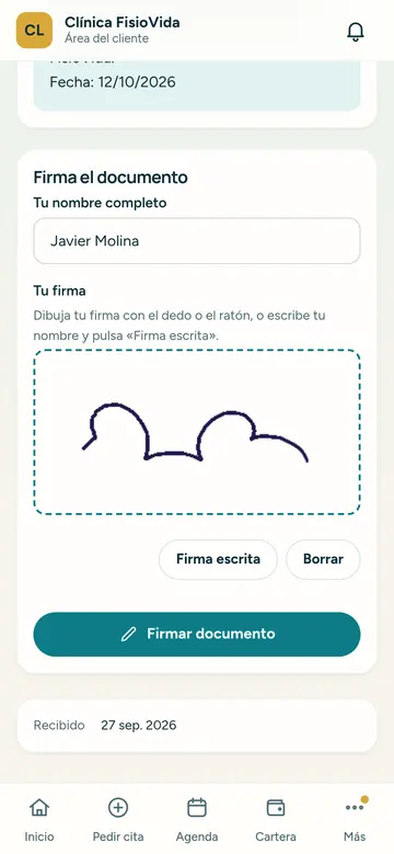 Consentimientos y normas firmados desde el móvil, sin papel.